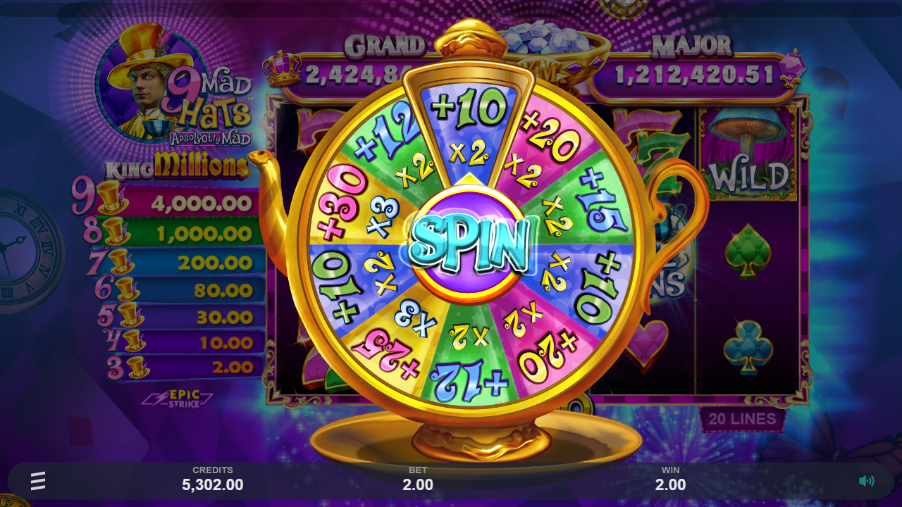 9 Mad Hats King Millions Epic Strike Scatter Pays uitleg