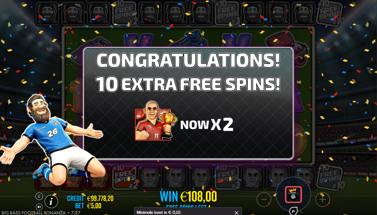 Big Bass Football Bonanza extra free spins retrigger feature van Pragmatic Play