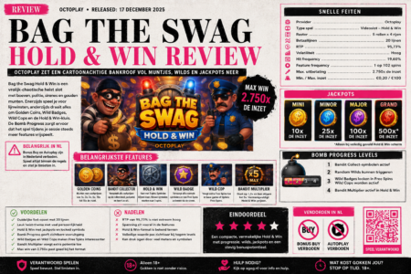 Bag the Swag Hold and Win review: Octoplay-bankroof met munten, wilds en jackpots