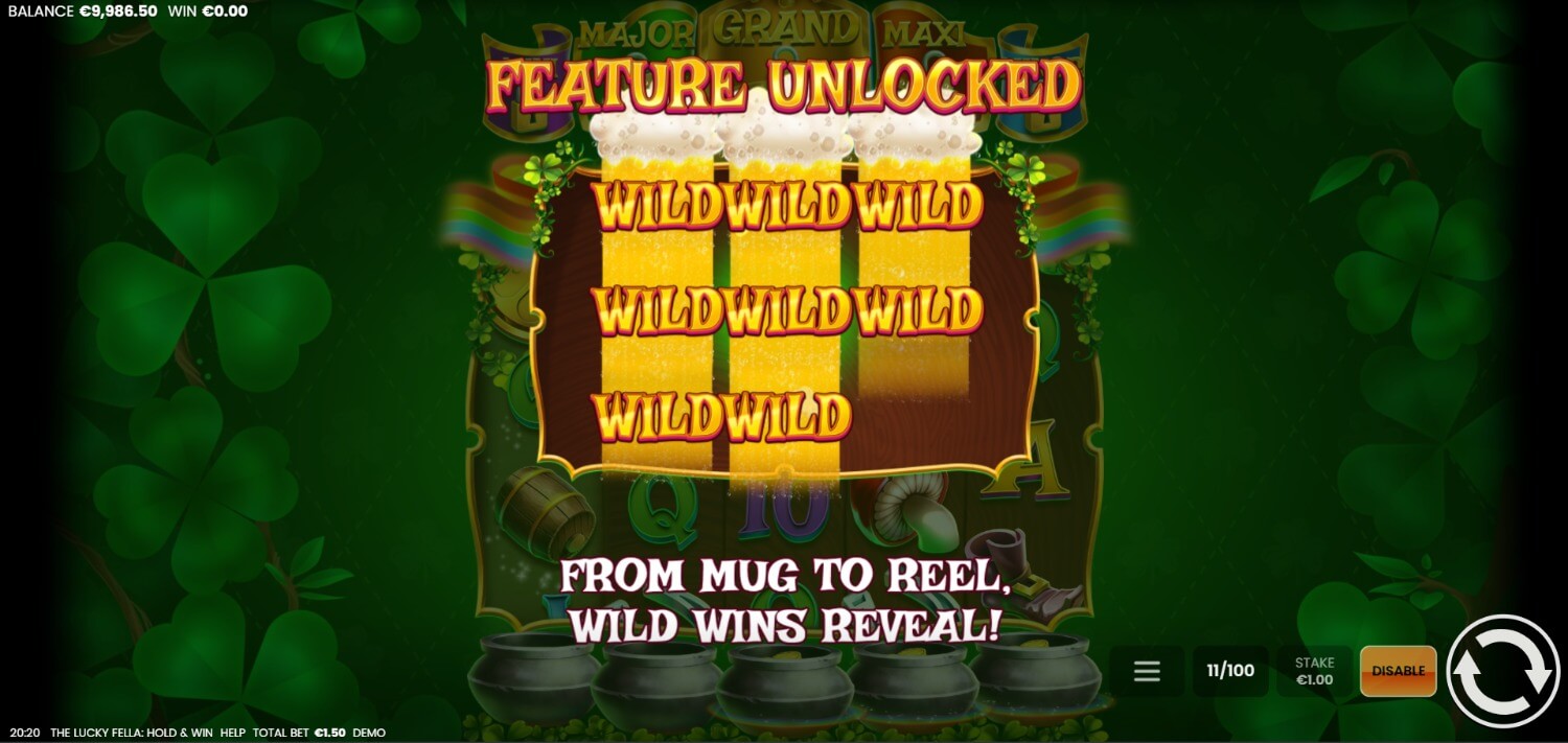 The Lucky Fella Hold and Win Octoplay bonus feature met jackpots