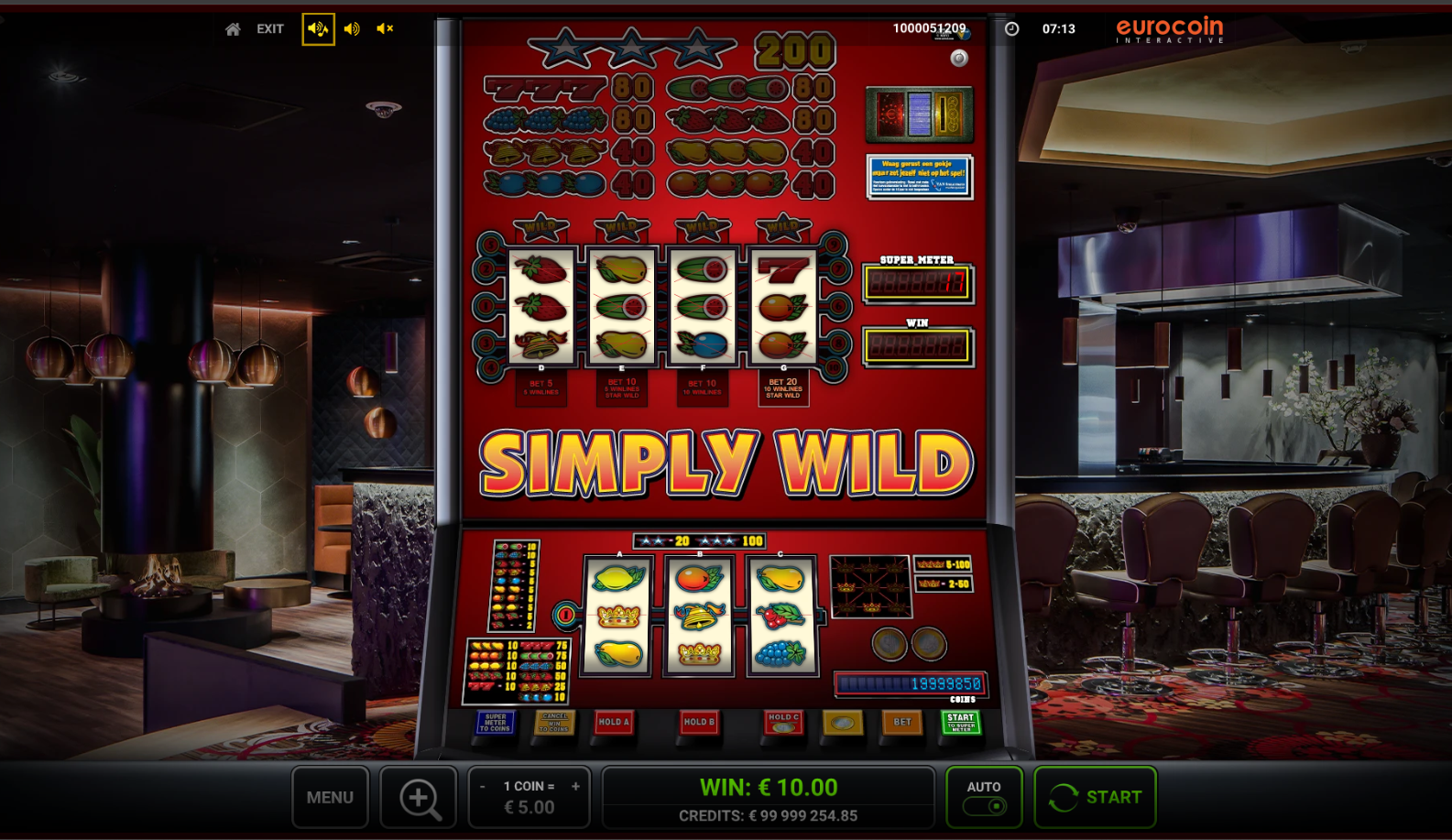 Simply Wild gokkast van Greentube met klassieke fruitsymbolen en star wilds