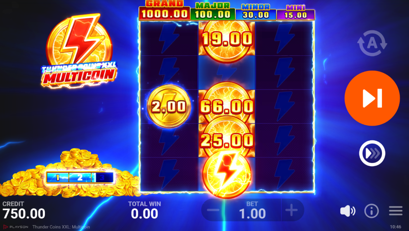 Thunder Coins XXL MULTICOIN Bonusspel met Coins Thunder Coins en MULTICOINS