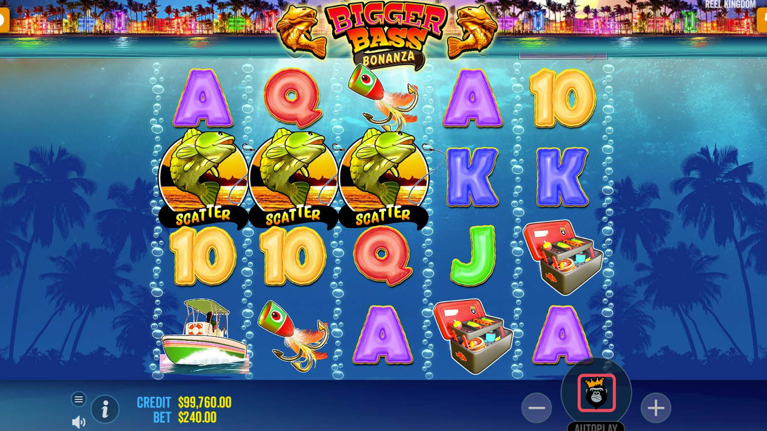 Bigger Bass Bonanza free spins met Fisherman cash fish en scatter symbolen