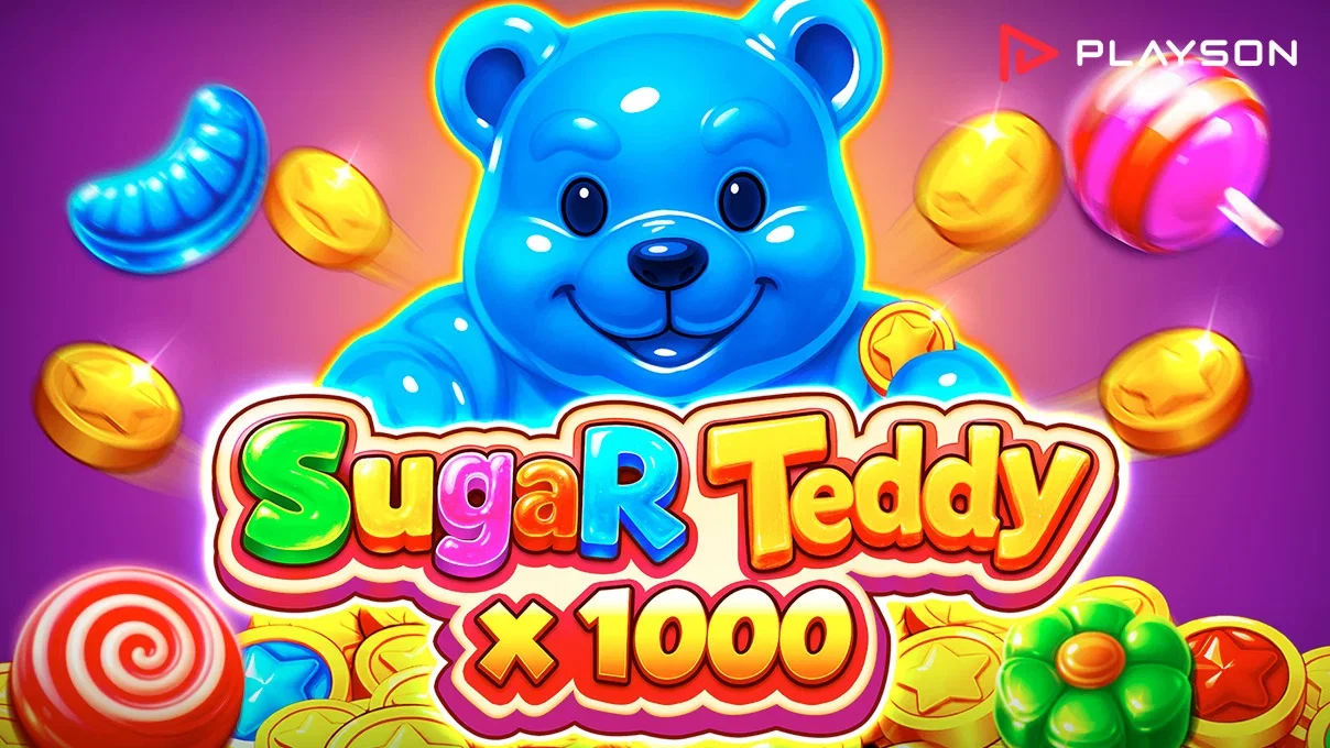 Sugar Teddy x1000 Playson review met snoepwereld teddy multipliers en 6x5 grid