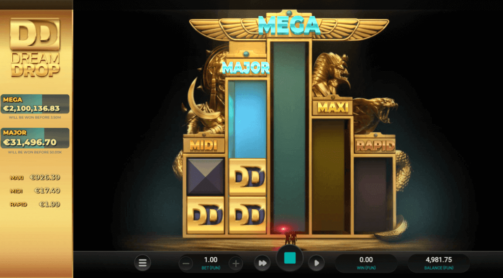 Temple Tumble 2 Dream Drop jackpot game met Relax Gaming Dream Drop feature
