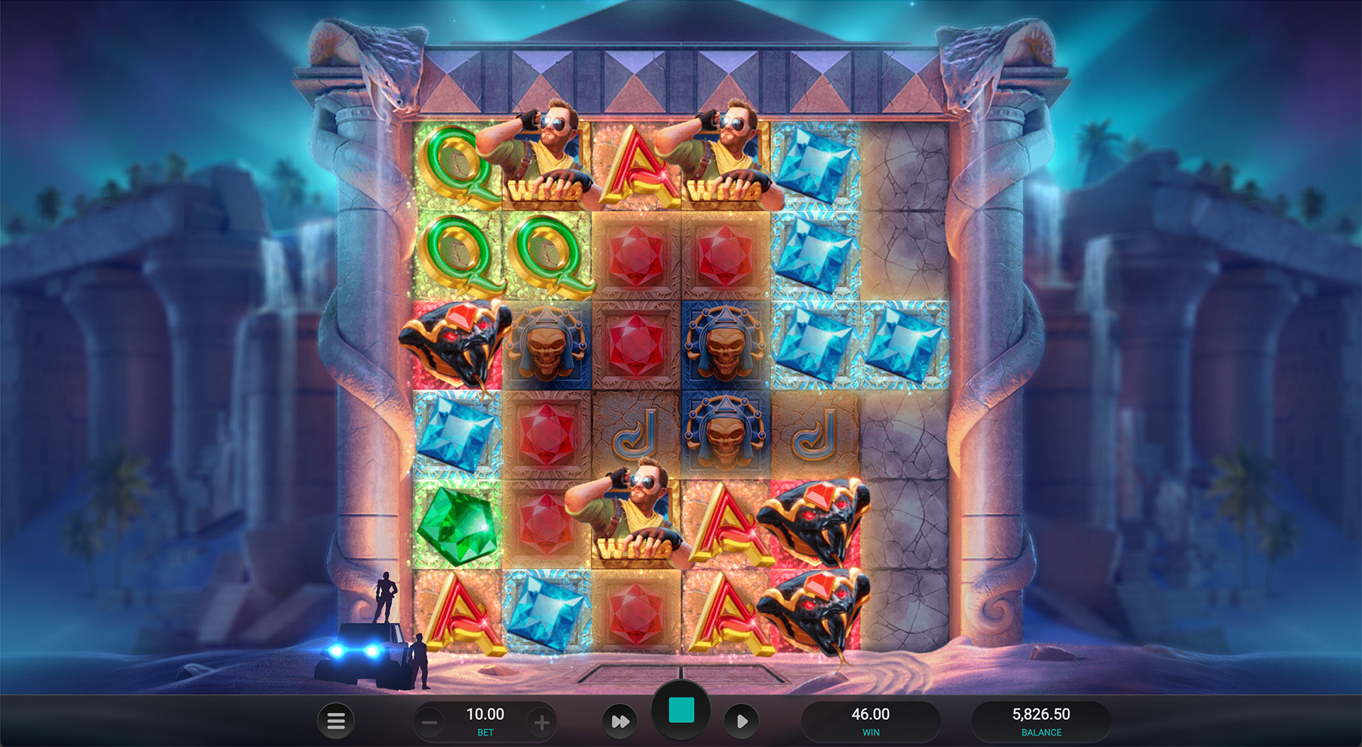 Temple Tumble 2 Dream Drop main game met jungle symbolen en cluster wins