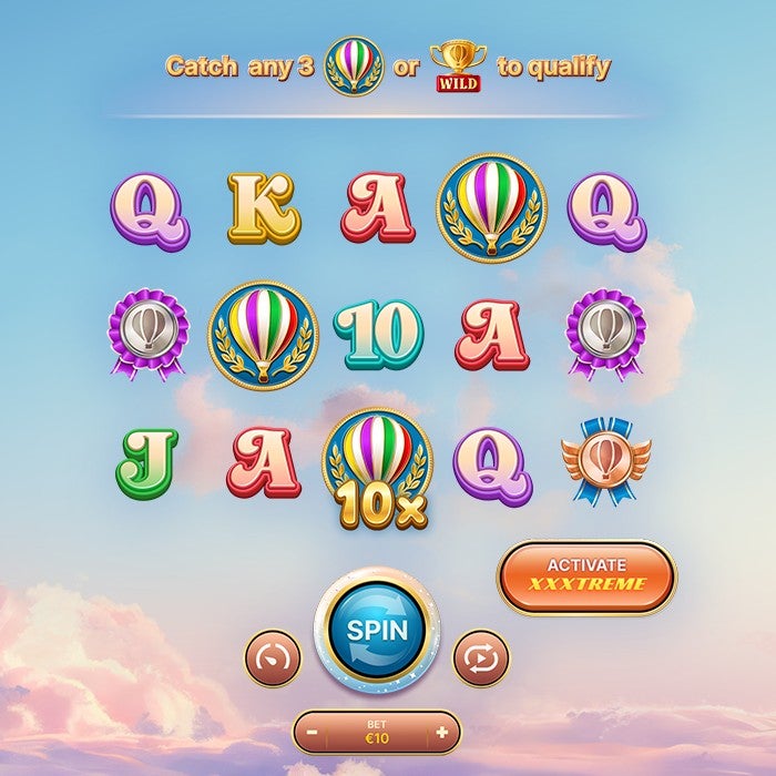 Balloon Race Qualification slot met scatters Expanding Wilds en kwalificatie voor live bonusronde