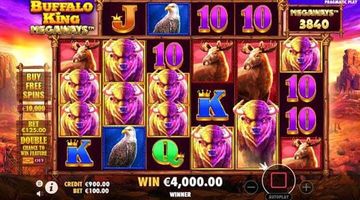 Buffalo King Megaways Pragmatic Play basisgame met dieren symbolen