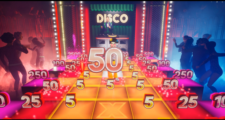 Funky Time Disco bonusgame met Mr Funky dansvloer 37 vakjes en richtingswiel