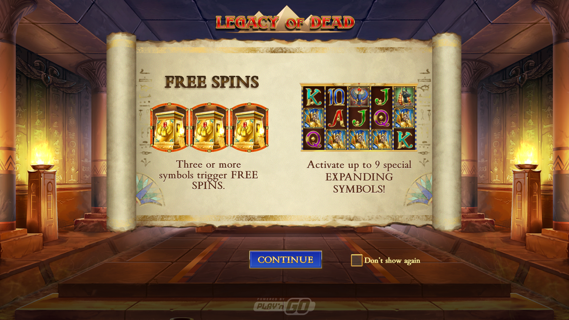 Legacy of Dead free spins met Tomb scatters en speciaal expanding symbol