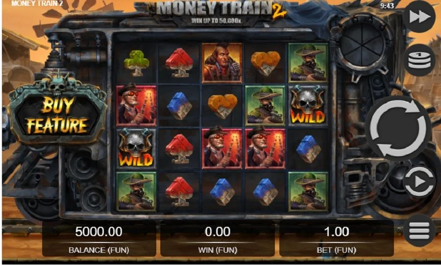 Money Train 2 base game met western symbolen treinroof en Relax Gaming stijl