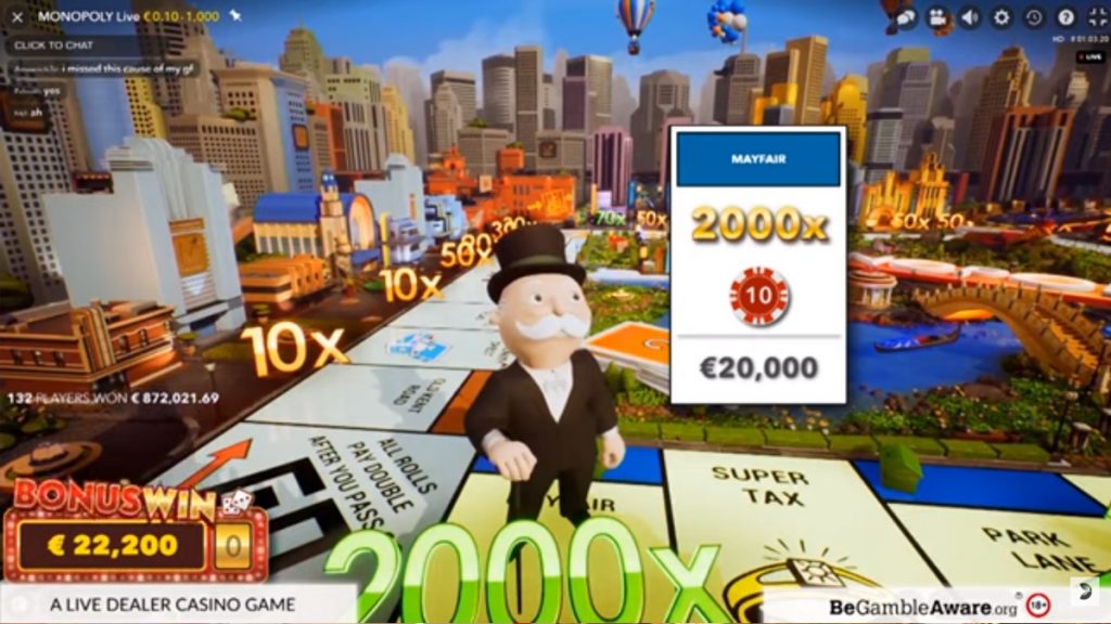 MONOPOLY Live 3D Bonus Round met MR MONOPOLY dobbelstenen en augmented reality bord