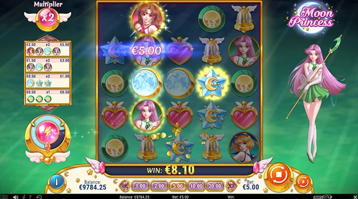 Moon Princess Princess Trinity meter met Love Star Storm re-spin feature