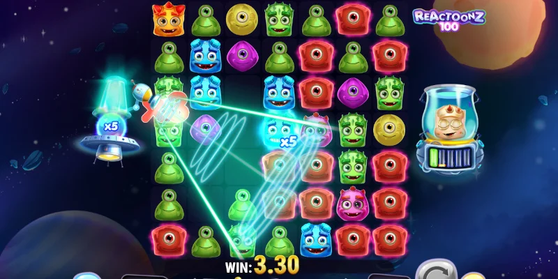 Reactoonz 100 Fluctuating Symbols spawnen Wilds op het grid