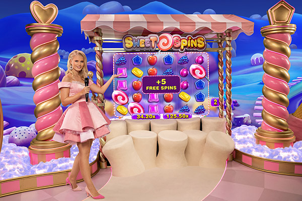 Sweet Bonanza CandyLand Sweet Spins bonusgame met 10 free spins en snoepsymbolen