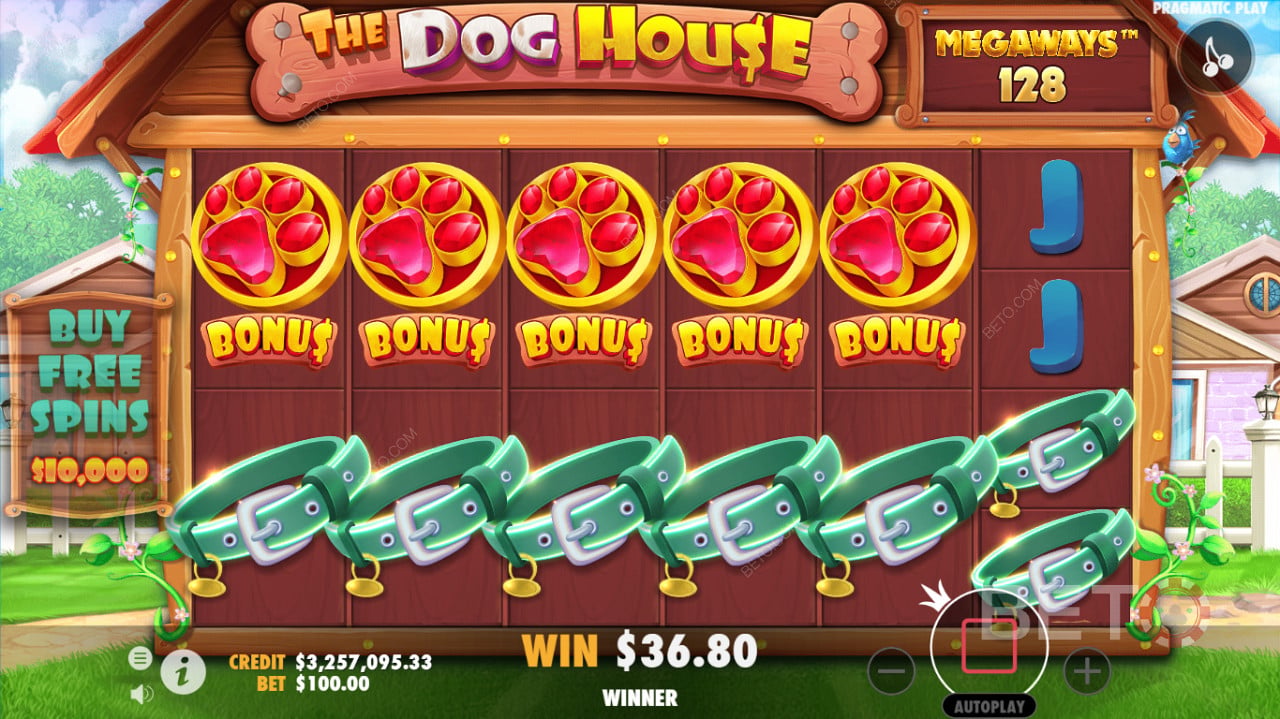 The Dog House Megaways multiplier wilds tot 3x op rollen 2 tot en met 5