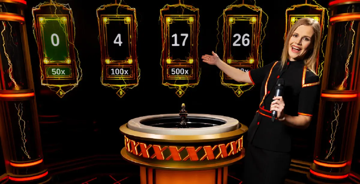 XXXtreme Lightning Roulette speelveld met live dealer en multipliers