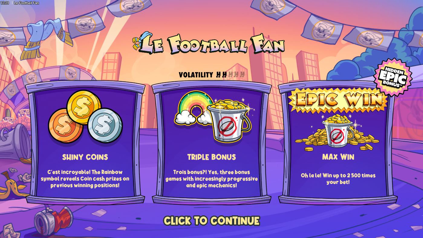 Le Football Fan intro screen met features van Hacksaw Gaming