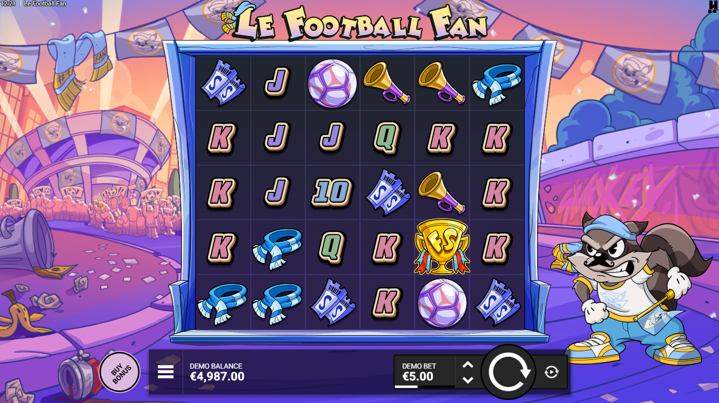 Le Football Fan base game met 6 rollen en 5 rijen