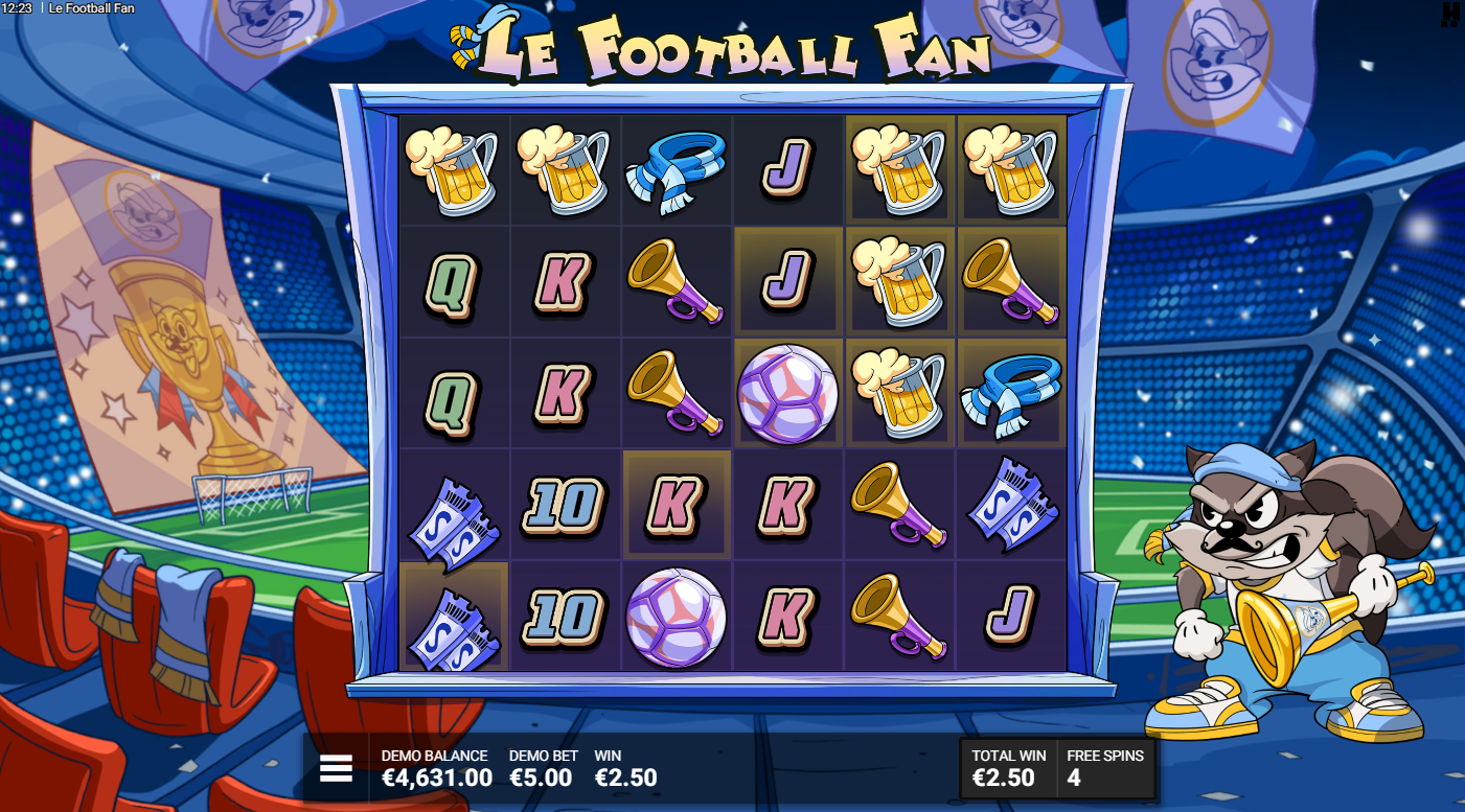 Le Football Fan free spins met Rainbow symbolen en gemarkeerde vakjes
