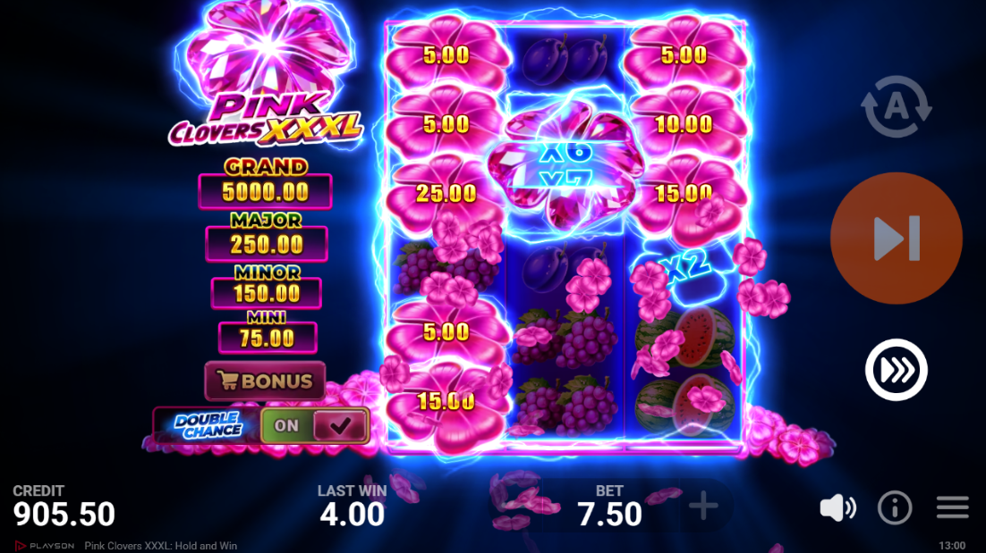 Pink Clovers XXXL Hold and Win Playson Bonus Game Hold and Win