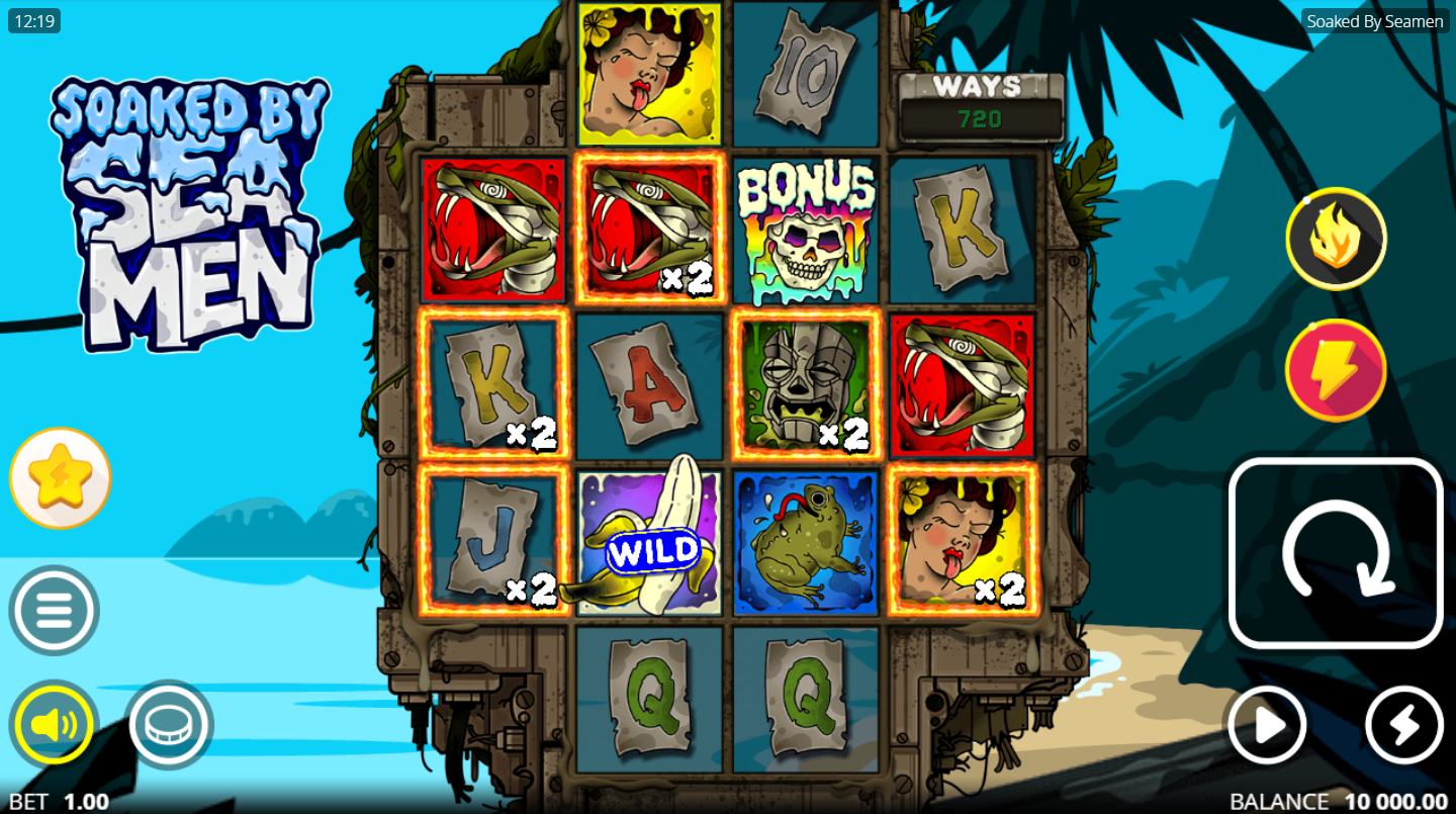 Soaked By Seamen gameplay van Nolimit City met eilandthema en 225 win ways