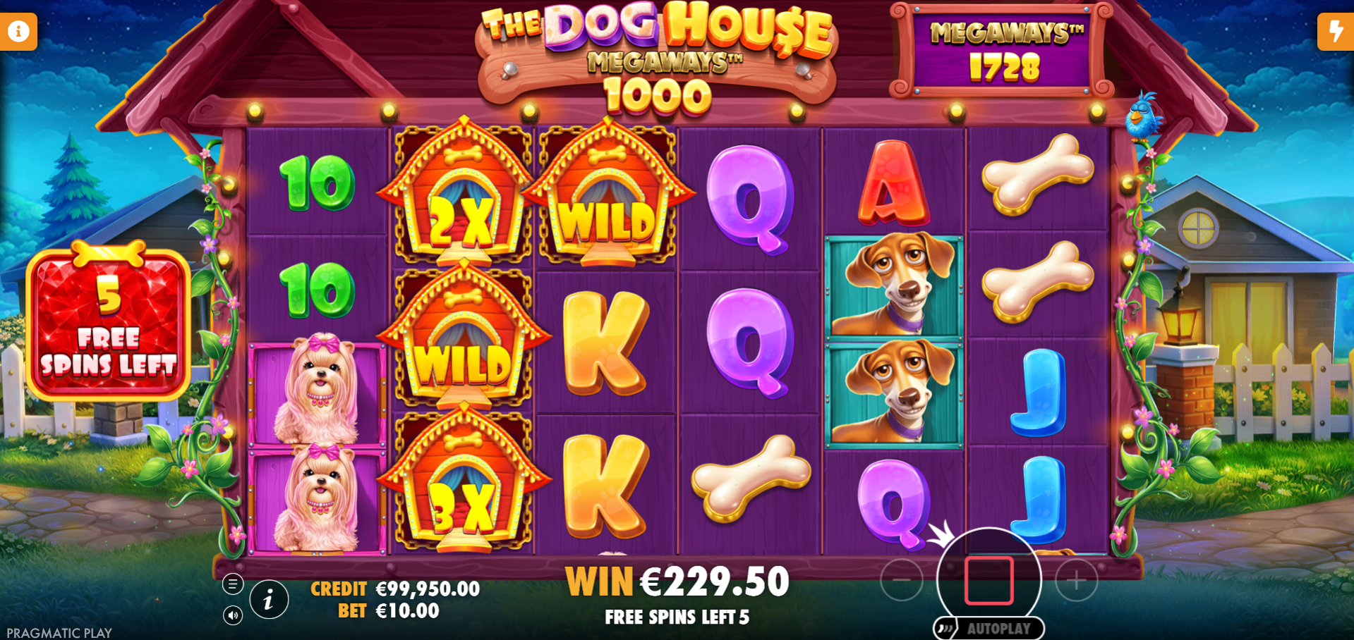 The Dog House Megaways 1000 free games modus met super bonus