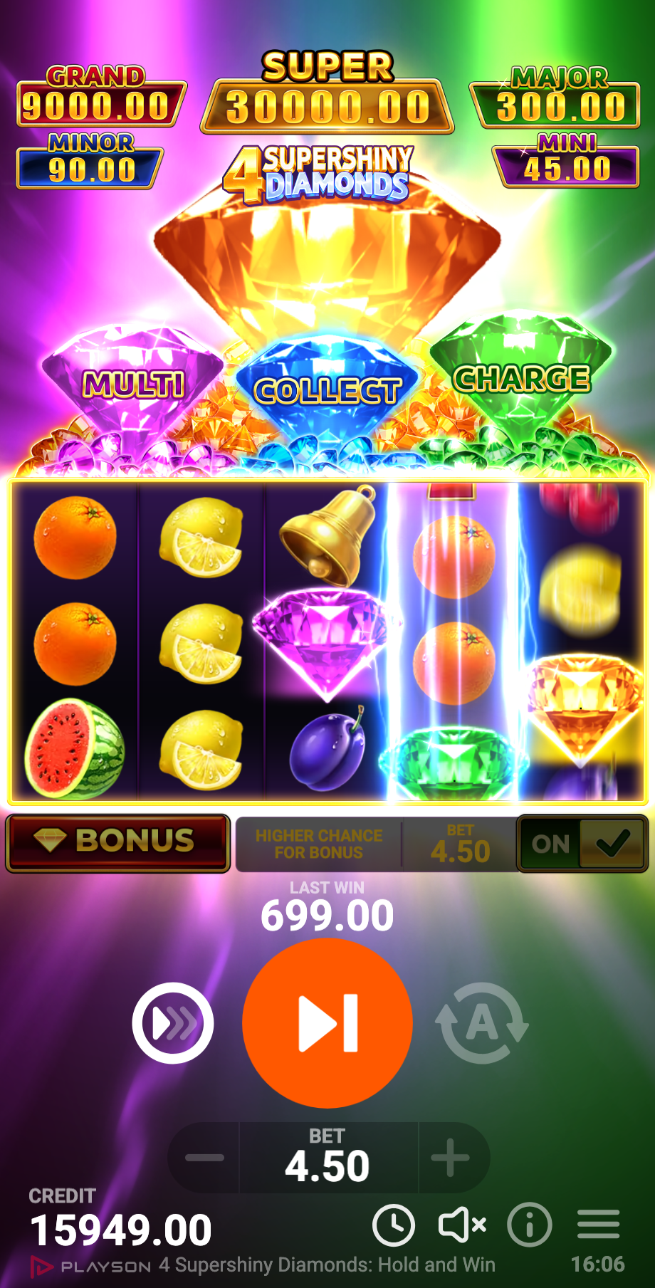 Basisspel met fruitsymbolen en vijf vaste winlijnen