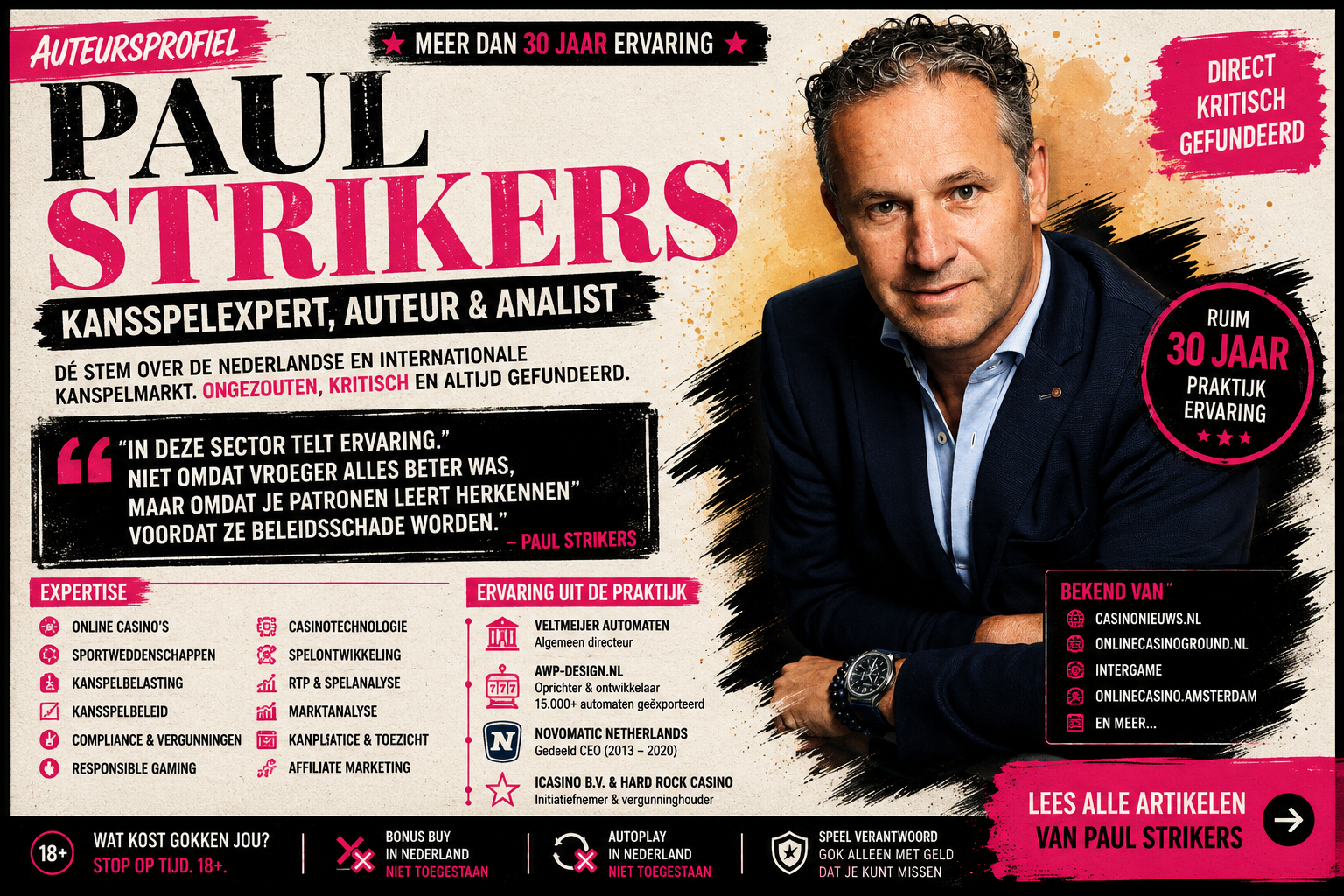 Paul Strikers, kansspelexpert en auteur voor iCasino Courant