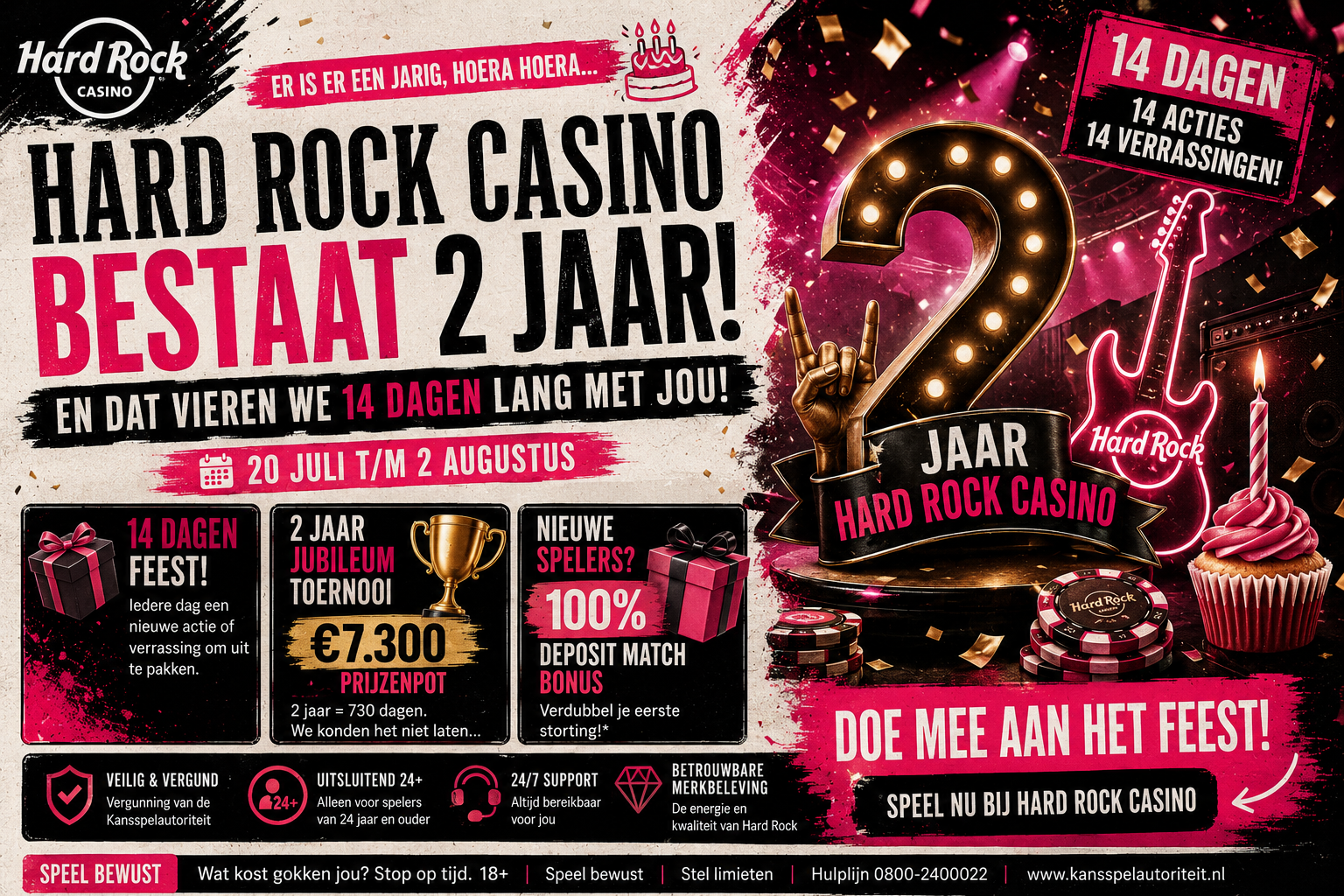Hard Rock Casino 2 jaar jubileum met veertien dagen acties