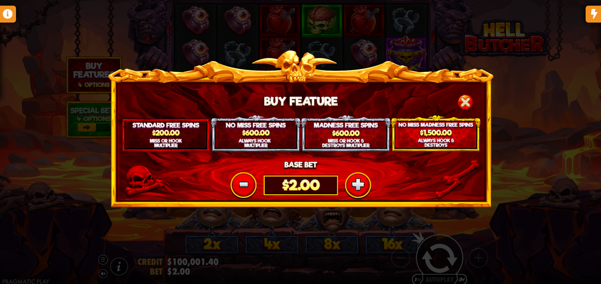 Hell Butcher Buy Feature options