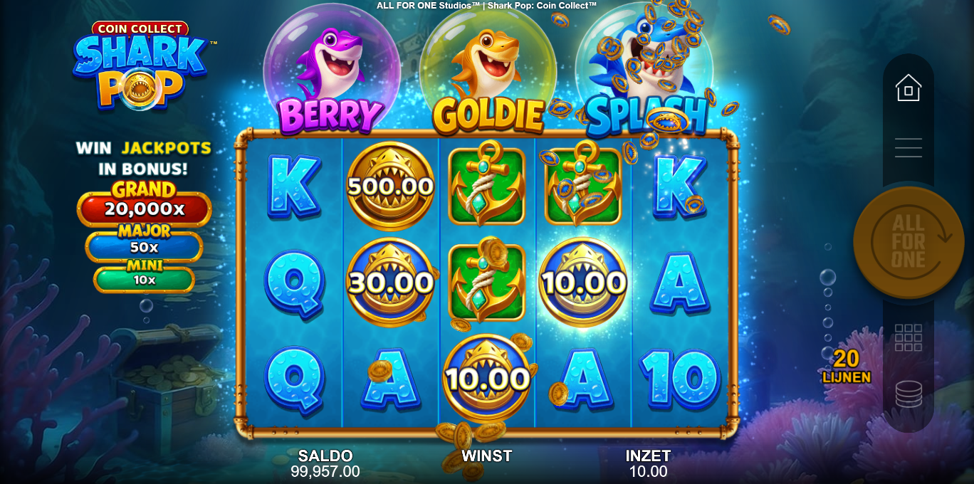 Onderwaterthema en 5x3-speelveld van de haaienslot