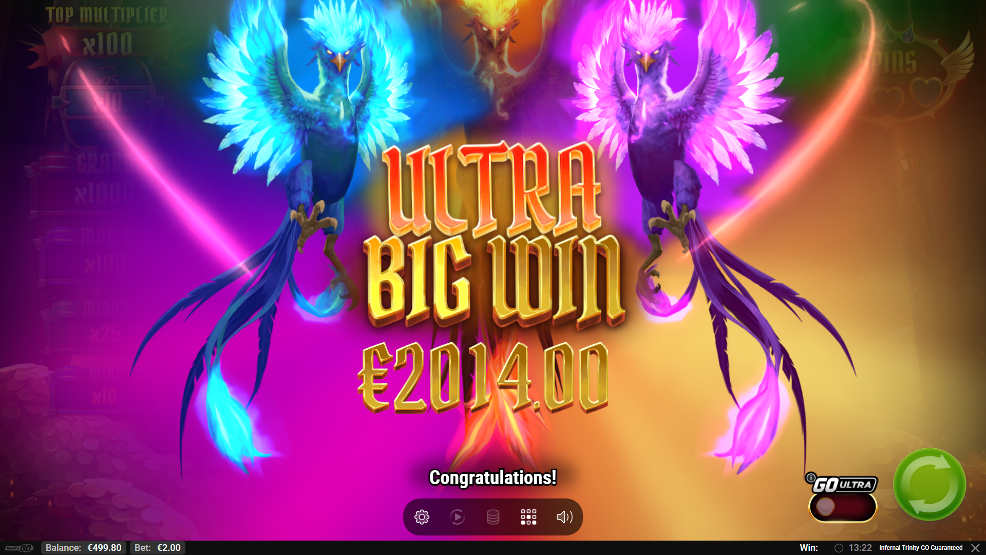 Winst met Coin-symbolen in Infernal Trinity GO Guaranteed
