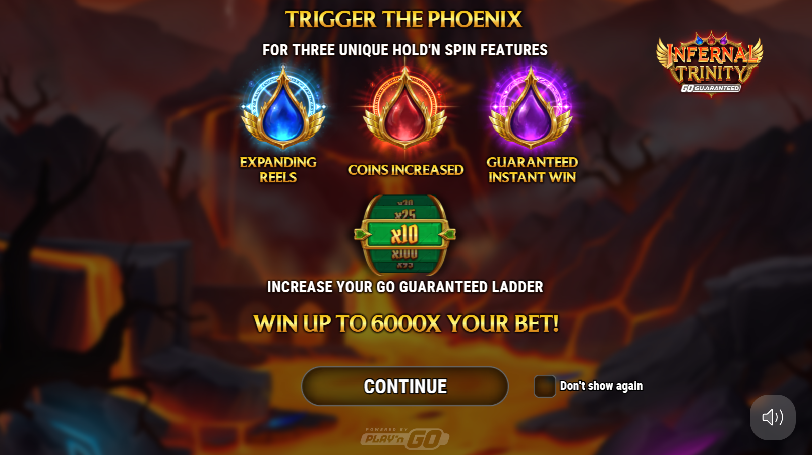 Startscherm van Infernal Trinity GO Guaranteed