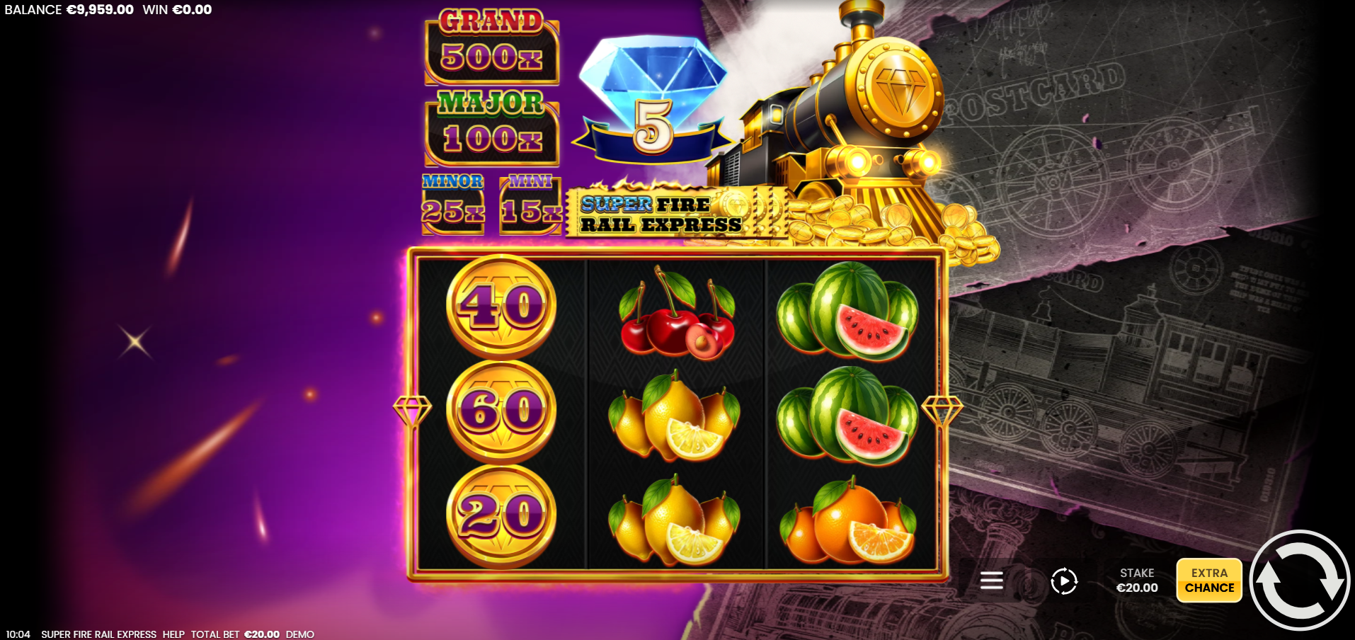 3x3-basisspel met fruit en gouden munten